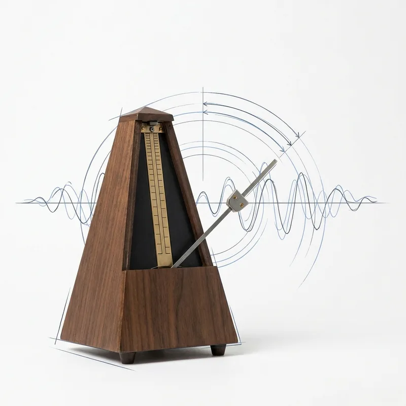 A metronome with sound waves marking a steady beat