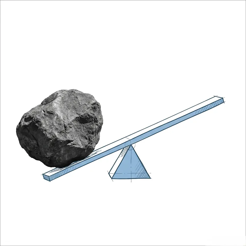 A heavy stone balanced on a lever and fulcrum